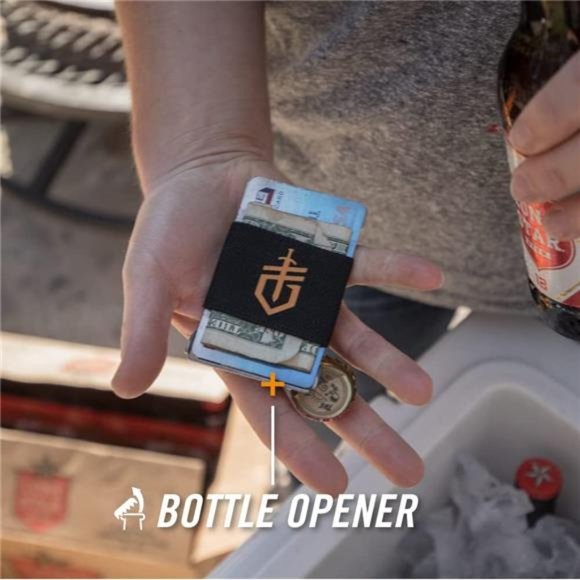 Mens Minimalist Stainless Steel,Elastic Wallet, Slim,Lightweight,Bottle Opener - Picture 4 of 5